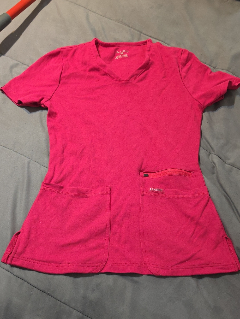Jaanuu Bright Pink V-Neck Medical Scrub Top